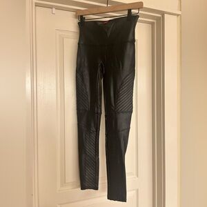 Black faux leather moto High-Waisted Leggings